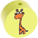 Perlina con motivo “Giraffa – animale zoologico” : limone