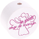 Kraal met motief "le petit ange de maman" : wit - donker roze