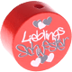 Perles avec motif « Lieblings-Schwester » : rouge