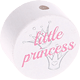 Korálek s motivem – "little princess" : bílá - světlerůžová