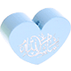 motif bead, heart-shaped – "MashAllah" with glitter foil : baby blue