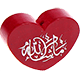 motif bead, heart-shaped – "MashAllah" with glitter foil : bordeaux