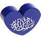 motif bead, heart-shaped – "MashAllah" with glitter foil : dark blue