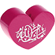 motif bead, heart-shaped – "MashAllah" with glitter foil : fuchsia