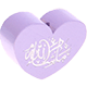 motif bead, heart-shaped – "MashAllah" with glitter foil : lilac