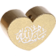 motif bead, heart-shaped – "MashAllah" with glitter foil : gold