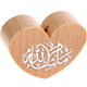 motif bead, heart-shaped – "MashAllah" with glitter foil : natural