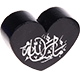 motif bead, heart-shaped – "MashAllah" with glitter foil : black