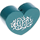 motif bead, heart-shaped – "MashAllah" with glitter foil : turquoise