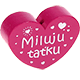 motif bead, heart-shaped – "Miluju taťku" : fuchsia