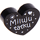 motif bead, heart-shaped – "Miluju taťku" : black