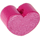 Kraal met motief Mini-hart : paarlemoer donker roze