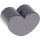 Korálek s motivem – Tvar mini-srdce : perleť šedá