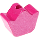 Koraliki z motywem Mini korona : masa perłowa ciemno różowy