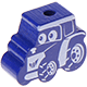 Motivpärla – liten traktor : mörkblå