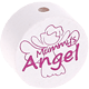 Kraal met motief "mummy's angel" : wit - donker roze