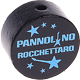 Korálek s motivem – "Pannolino Rocchettaro" : černá - nebesky modrá