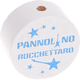 Motivperle – "Pannolino Rocchettaro" (Italienisch) : weiß - skyblau