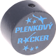 Motivperle – "Plenkovy Rocker" (Tschechisch) : grau - skyblau