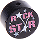 Motivpärla – "Rockstar" : svart - babyrosa