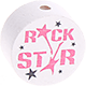 Conta com motivo "Rockstar" : branco - bebê rosa