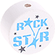 Motivperle – "Rockstar" : weiß - skyblau