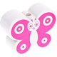 Kraal met motief Vlinder : wit - donker roze