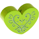 Perles avec motifs – curlicue cœur : jaune vert