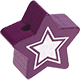 motif bead – star with glitter foil : purple