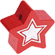 motif bead – star with glitter foil : red