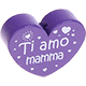 Perlina a forma di cuore con motivo "Ti amo mamma" : blu viola