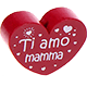 Motivperle Herz – "Ti amo mamma" (Italienisch) : bordeauxrot