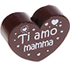 Motivperle Herz – "Ti amo mamma" (Italienisch) : braun