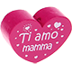 Motivperle Herz – "Ti amo mamma" (Italienisch) : dunkelpink