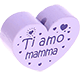 Perlina a forma di cuore con motivo "Ti amo mamma" : lilla