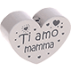 Perlina a forma di cuore con motivo "Ti amo mamma" : grigio chiaro