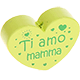 Perlina a forma di cuore con motivo "Ti amo mamma" : limone