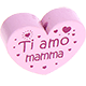 Perlina a forma di cuore con motivo "Ti amo mamma" : rosa