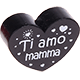 Perlina a forma di cuore con motivo "Ti amo mamma" : nero
