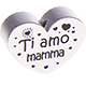 Perlina a forma di cuore con motivo "Ti amo mamma" : argento