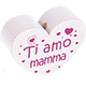 Perlina a forma di cuore con motivo "Ti amo mamma" : bianco - rosa scuro