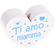 Motivperle Herz – "Ti amo mamma" (Italienisch) : weiß - skyblau