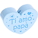 Perlina a forma di cuore con motivo "Ti amo papà" : azzurro bambino