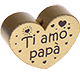 motif bead, heart-shaped – "Ti amo papà" : gold