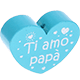 motif bead, heart-shaped – "Ti amo papà" : light turquoise