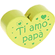 Perlina a forma di cuore con motivo "Ti amo papà" : limone
