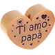motif bead, heart-shaped – "Ti amo papà" : natural