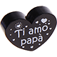 motif bead, heart-shaped – "Ti amo papà" : black
