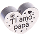 motif bead, heart-shaped – "Ti amo papà" : silver