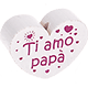 Perlina a forma di cuore con motivo "Ti amo papà" : bianco - rosa scuro